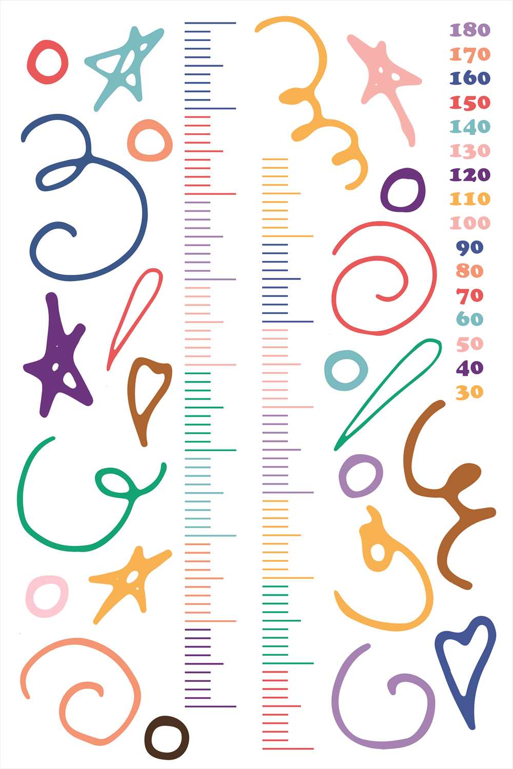 ウォールステッカー 身長計 記念 目盛り 子供部屋 らくがき カラフル 手描き 北欧 90×60cm シール式 装飾 おしゃれ 壁紙 はがせる 剥がせる カッティングシート wall sticker 雑貨 DIY プチリフォーム