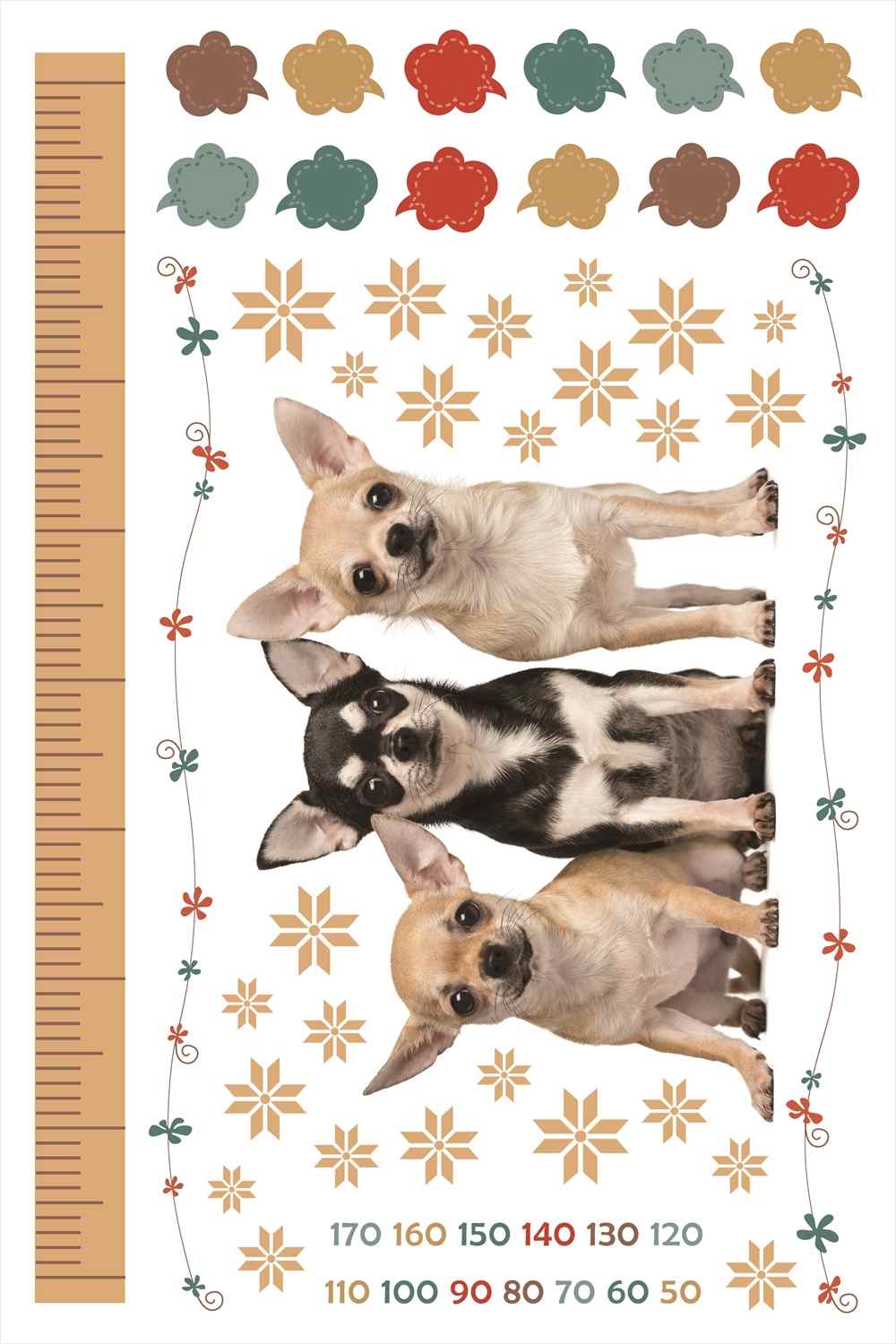 ウォールステッカー 身長計 記念 目盛り 犬 かわいい dog 90×60cm シール式 装飾 おしゃれ 壁紙 はがせる 剥がせる カッティングシート wall sticker 雑貨 DIY プチリフォーム