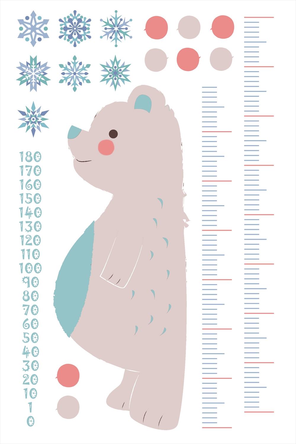 ウォールステッカー 身長計 記念 北欧 シロクマ 冬 かわいい 90×60cm シール式 装飾 おしゃれ 壁紙 はがせる 剥がせる カッティングシート wall sticker 雑貨 DIY プチリフォーム