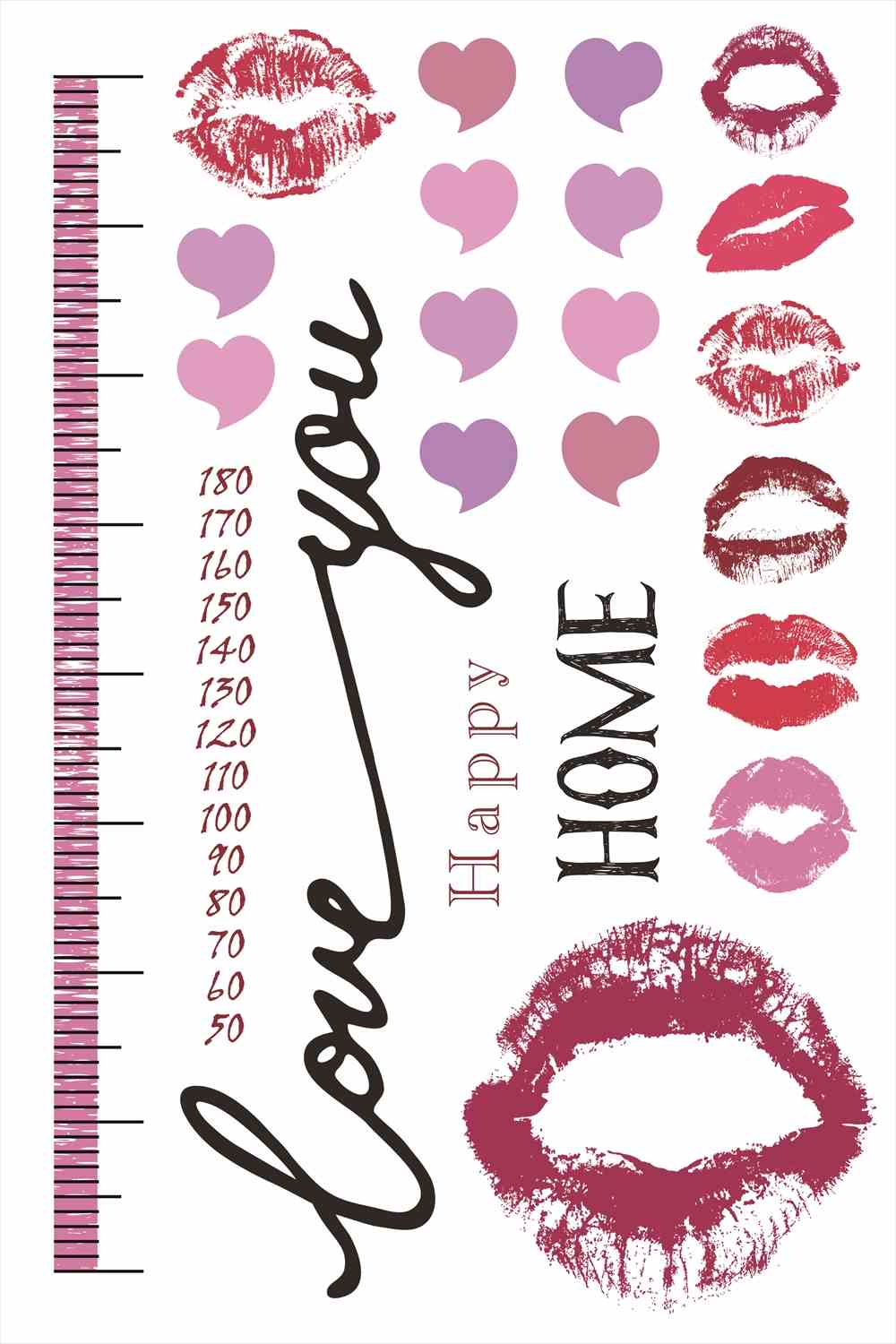 ウォールステッカー 身長計 記念 唇 キスマーク sexy 90×60cm シール式 装飾 おしゃれ 壁紙 はがせる 剥がせる カッティングシート wall sticker 雑貨 DIY プチリフォーム