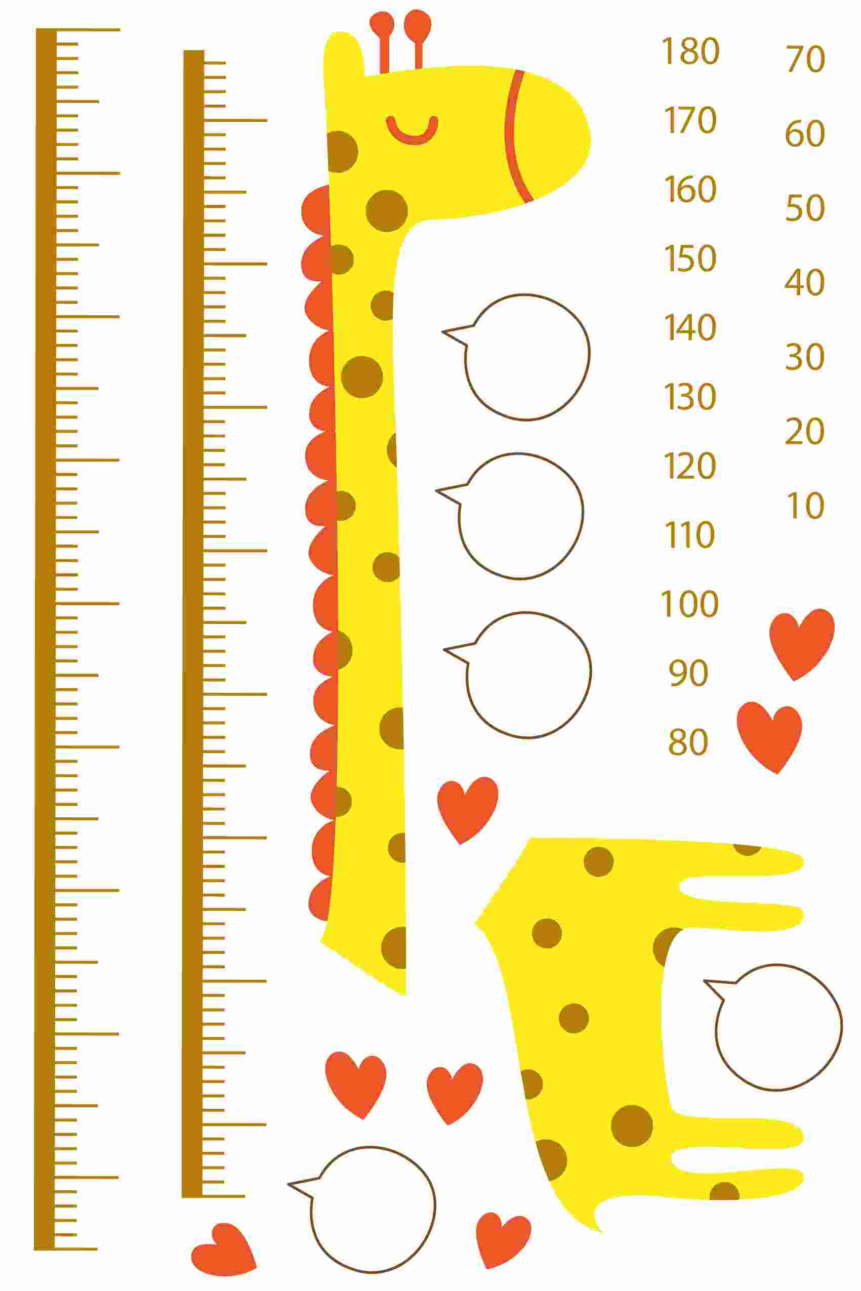ウォールステッカー 身長計 メモ付き 記念 目盛り 子供部屋 動物 北欧 90×60cm シール式 装飾 おしゃれ 壁紙 はがせる 剥がせる　麒麟 きりん かわいい　032471