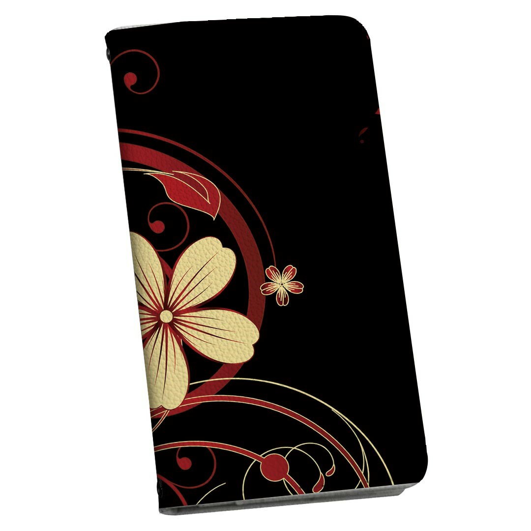 樂天商城 - 手帳型 スマホケース 最新機種対応 スマホカバー マグネット式 フリップ ほぼ全機種対応 iPhone Xperia Pixel AQUOS Galaxy ケース カバー 手帳タイプ 革 igstore 007605 花　　黒　ブラック