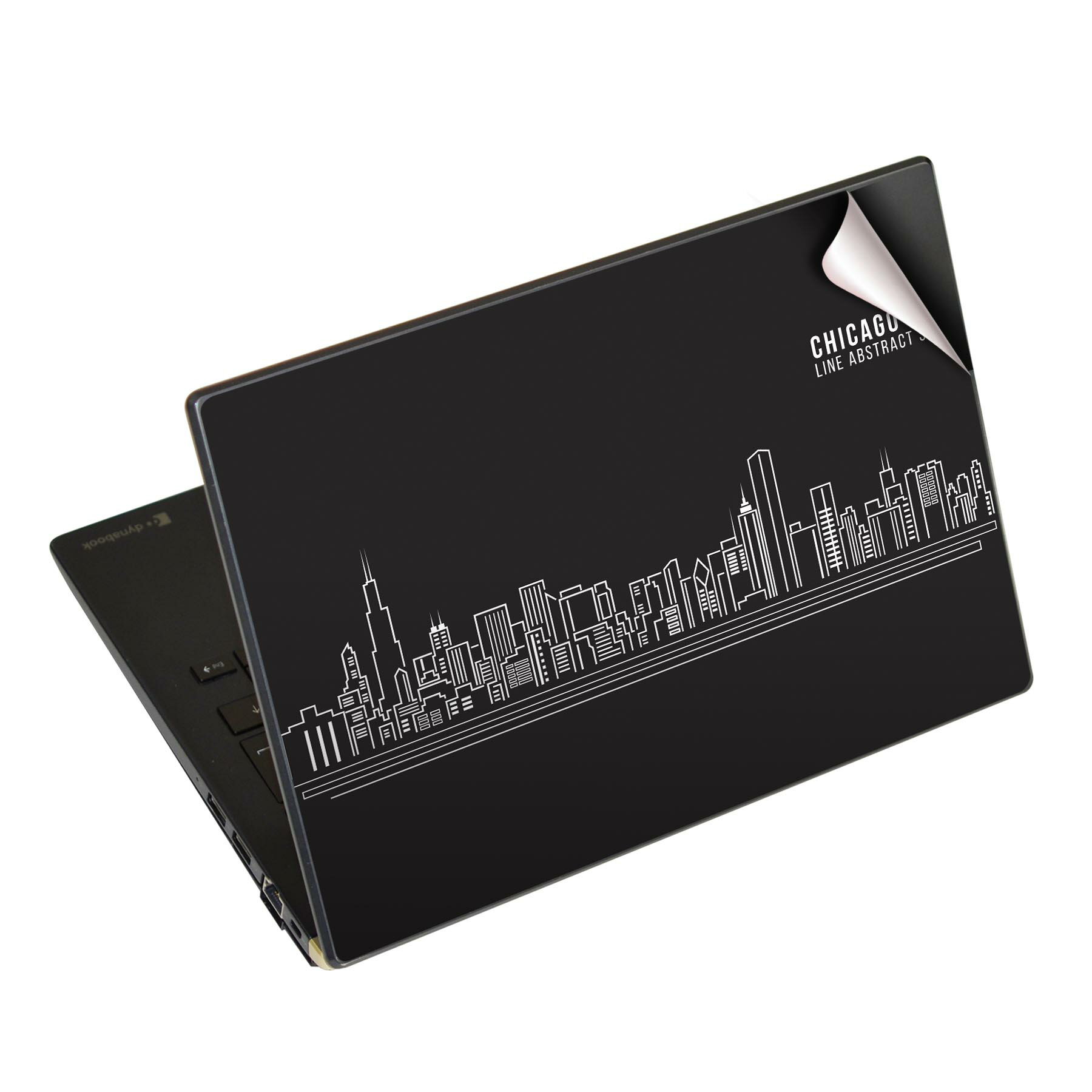 ノートパソコン スキンシール 13.3インチ 17インチまで対応 汎用ステッカー 2枚セット LAVIE用 FMV用 LIFEBOOK用 Dynabook用 Lenovo用 Thinkbook用 IdeaPad用 HP用 Pavillon用 ENVY用 Elite用 Dell用 Vostro用 Inspiron用 VAIO用 シカゴ　外国　街並み　011352