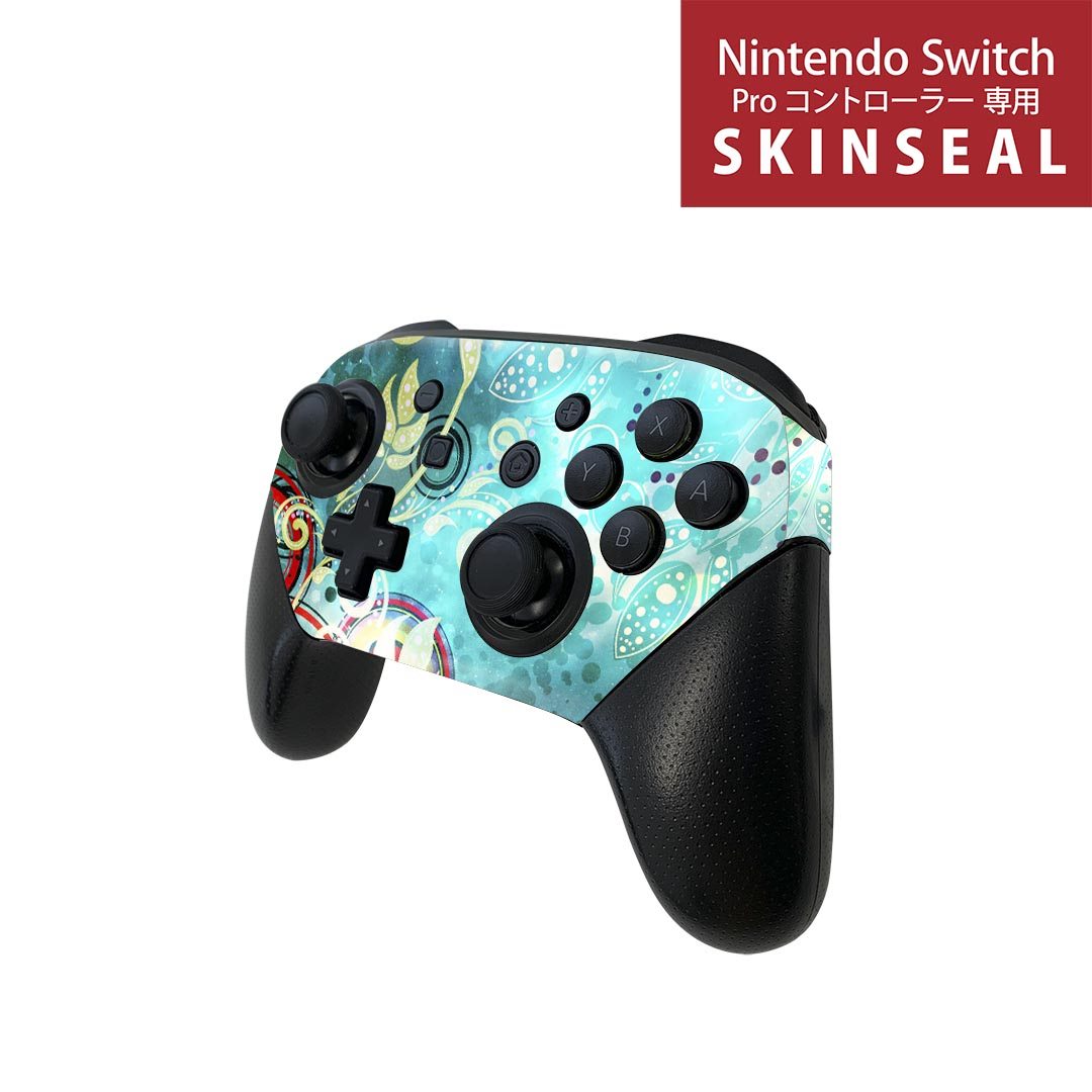 Nintendo Switch 用 PROコントローラ 専用 スキンシール ニンテンドー スイッチ プロコン 専用 デザインスキンシール 全面セット カバー ケース 保護 フィルム ステッカー デコ アクセサリー igstore 012191 つた　模様　キラキラ