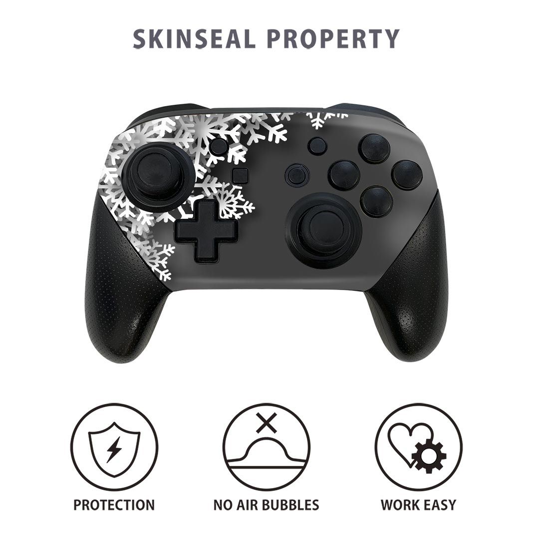 Nintendo Switch 用 PROコントローラ 専用 スキンシール ニンテンドー スイッチ プロコン 専用 デザインスキンシール 全面セット カバー ケース 保護 フィルム ステッカー デコ アクセサリー igstore 006308 雪　結晶