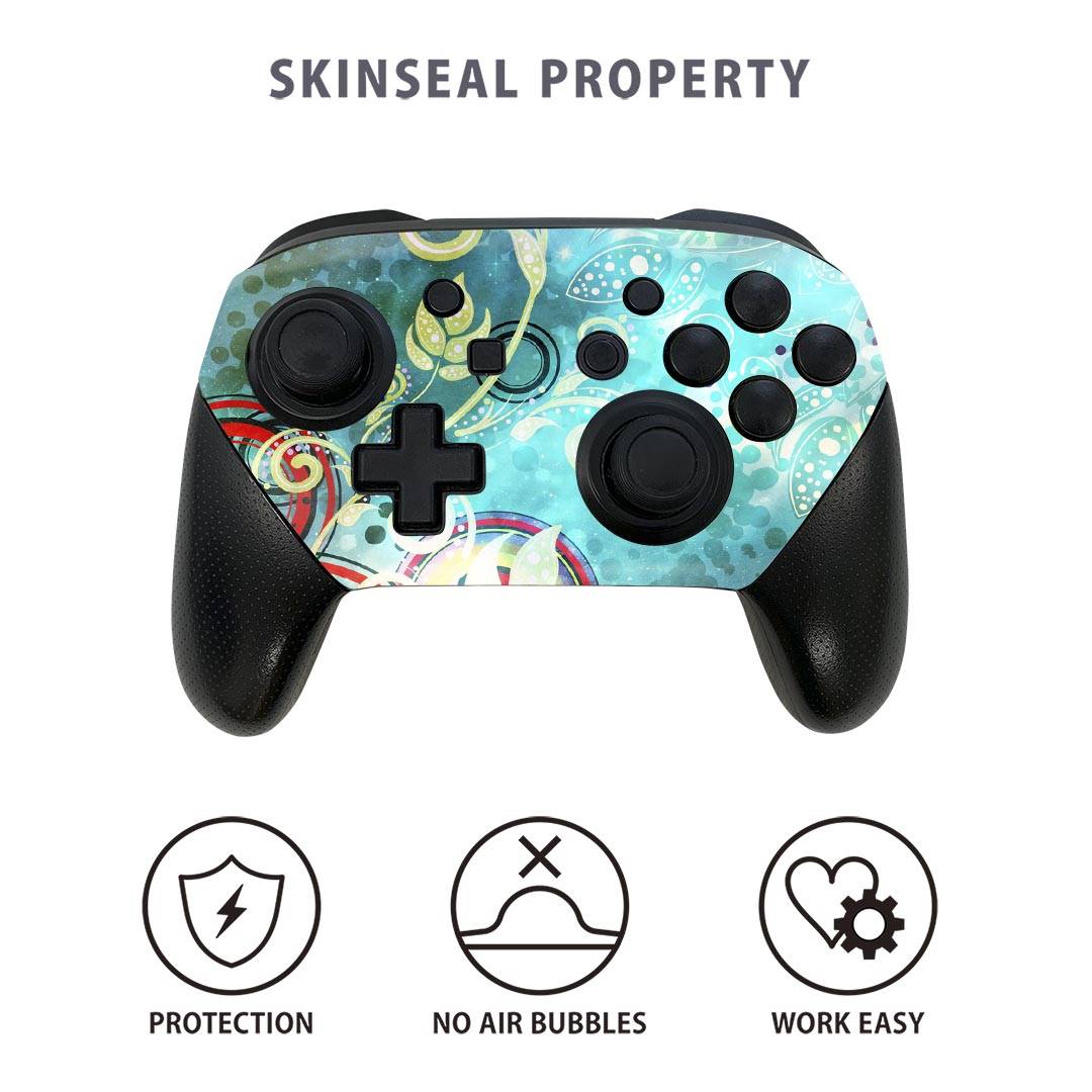 Nintendo Switch 用 PROコントローラ 専用 スキンシール ニンテンドー スイッチ プロコン 専用 デザインスキンシール 全面セット カバー ケース 保護 フィルム ステッカー デコ アクセサリー igstore 012191 つた　模様　キラキラ