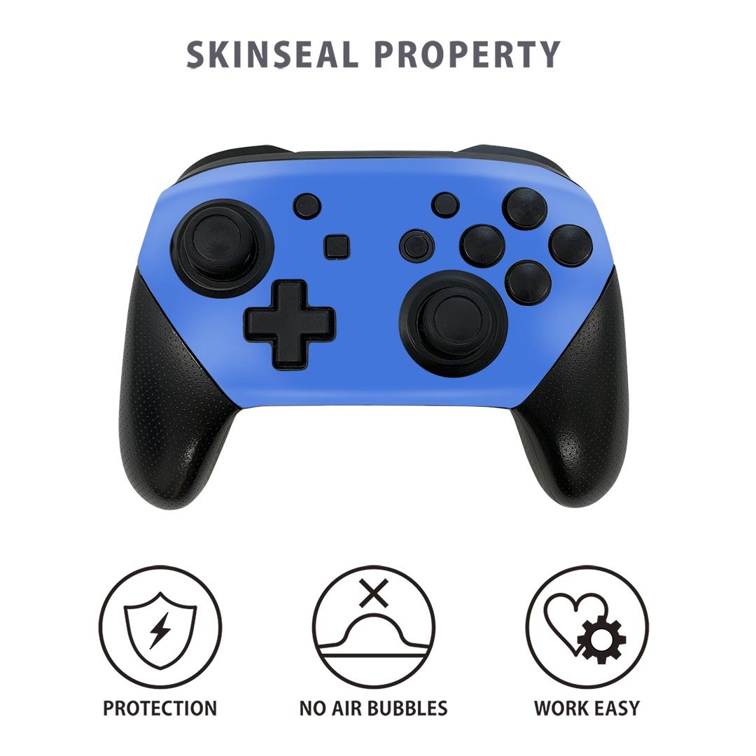 Nintendo Switch 用 PROコントローラ 専用 スキンシール ニンテンドー スイッチ プロコン 専用 デザインスキンシール 全面セット カバー ケース 保護 フィルム ステッカー デコ アクセサリー igstore 012238 青　単色　シンプル
