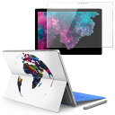 Surface pro7 (2019) pro6 pro2017 pro4 専用 スキンシール ガラスフィルム セット サーフィス ノートブック ノートパソコン カバー ケース フィルム ステッカー アクセサリー 保護 003634 クール 地球　カラフル　シンプル