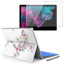 Surface pro7 (2019) pro6 pro2017 pro4 専用 スキンシール ガラスフィルム セット サーフィス ノートブック ノートパソコン カバー ケース フィルム ステッカー アクセサリー 保護 007663 アニマル クール 花　フラワー　とかげ　トカゲ