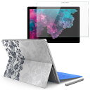 Surface pro7 (2019) pro6 pro2017 pro4 専用 スキンシール ガラスフィルム セット サーフィス ノートブック ノートパソコン カバー ケース フィルム ステッカー アクセサリー 保護 011744 花　シック　エレガント