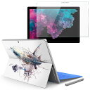 Surface pro7 (2019) pro6 pro2017 pro4 専用 スキンシール ガラスフィルム セット サーフィス ノートブック ノートパソコン カバー ケース フィルム ステッカー アクセサリー 保護 013620 飛行機　水彩　気球