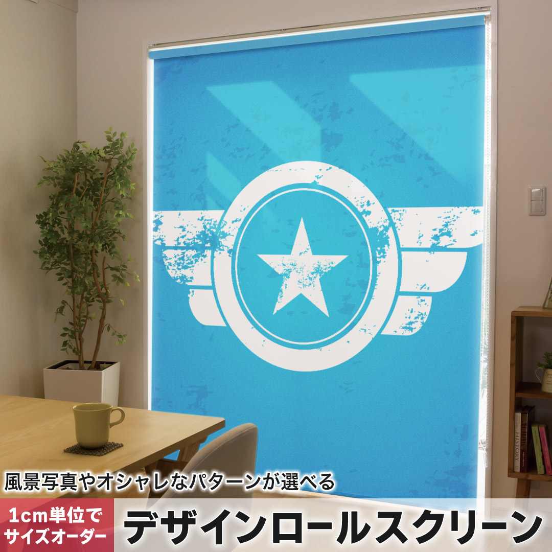 1cm単位サイズオーダー ロールスクリーン ロールカーテン オーダーメイド タチカワ 日本製 間仕切り カーテン 採光 非遮光 目隠し UVカット カーテンレール チェーン式 プル式 外国　階級　星 011570