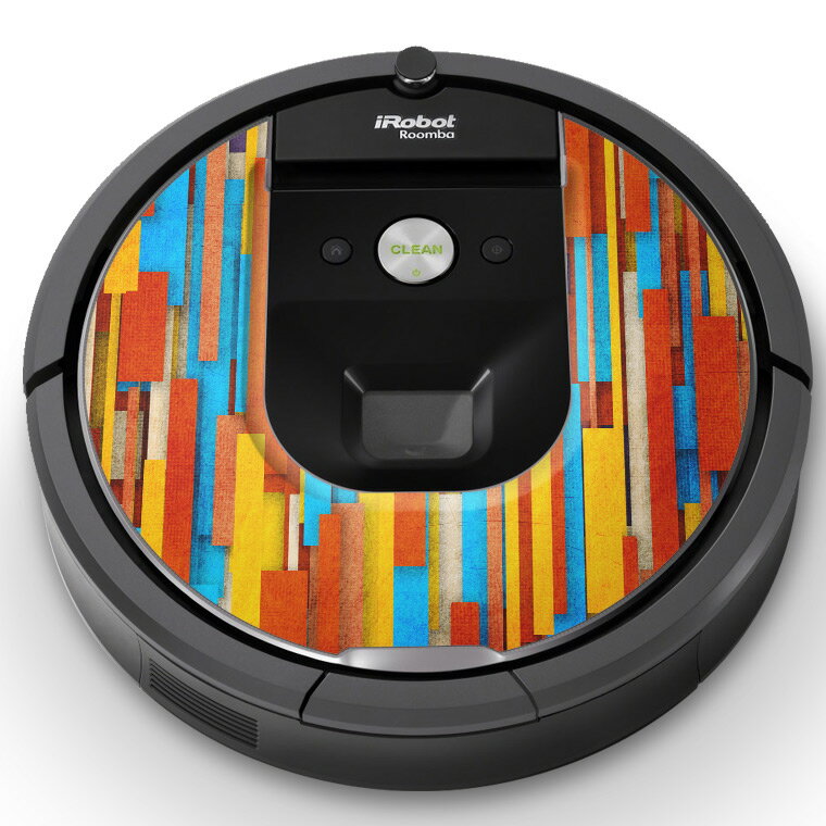 ルンバ Roomba iRobot 【960 980 対応】 専用スキンシール カバー ケース 保護 フィルム ステッカー デコ アクセサリー 掃除機 家電 004835 チェック・ボーダー 模様　オレンジ