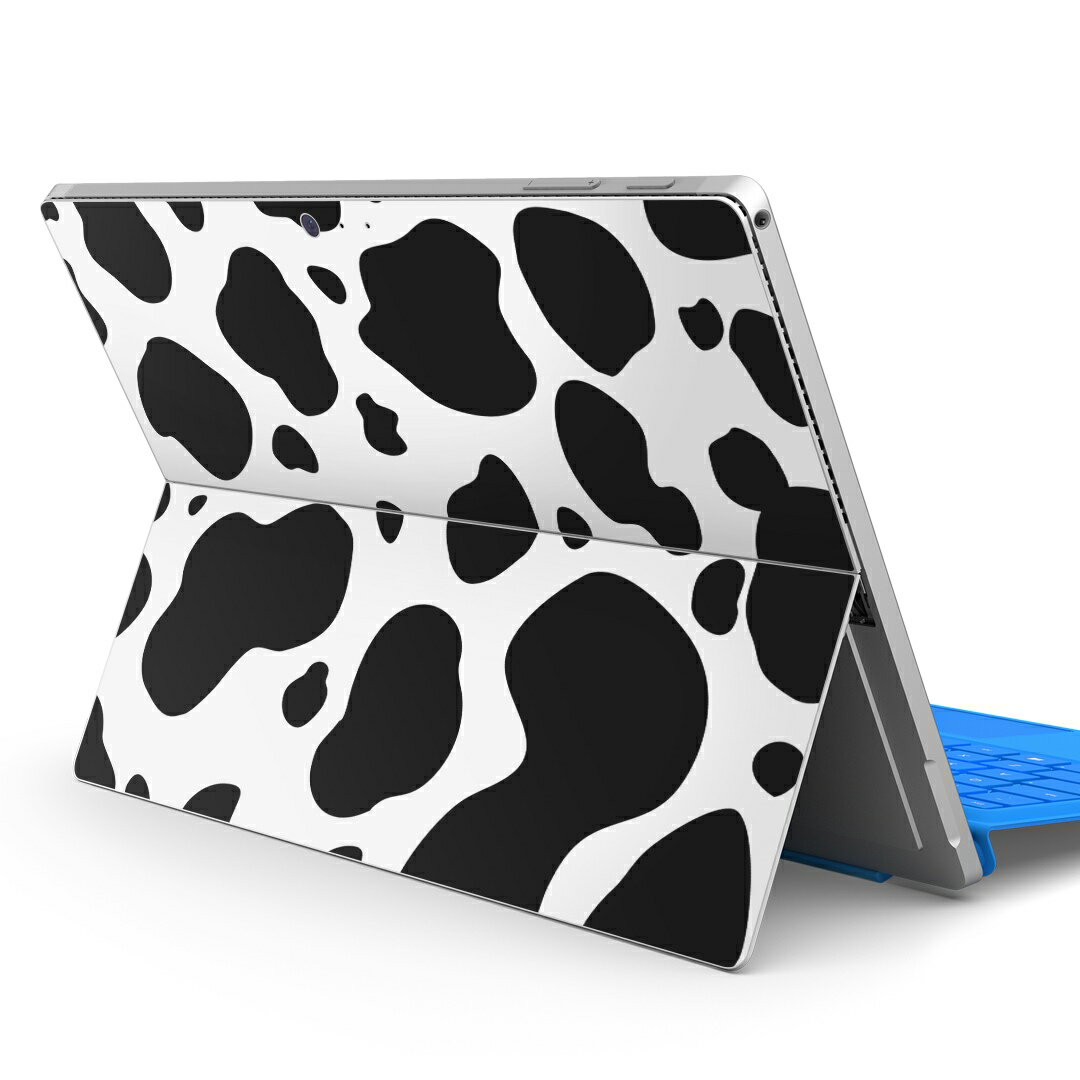 Surface Pro7 (2019) Pro6 Pro2017 pro4 用 スキンシール igsticker サーフェス ノートブック ノートパソコン カバー ケース フィルム ステッカー アクセサリー 保護 008658 牛柄　白黒　模様