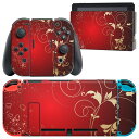 igsticker Nintendo Switch 専用 デザインスキンシール 任天堂 ニンテンドー スイッチ 専用 本体ドック Joy-Con Joycon ジョイコン 専用 ゲーム機 カバー アクセサリー フィルム ステッカー 005767 ラグジュアリー 赤 レッド ハート