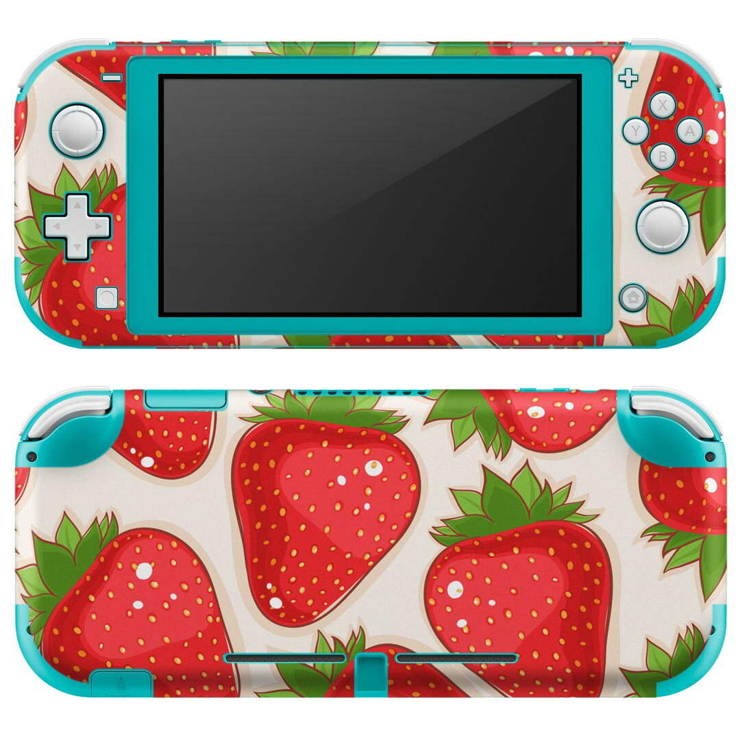 igsticker Nintendo Switch Lite 専用 デザインスキンシール 全面 任天堂 専用 ニンテンドー スイッチ ライト 専用 ゲーム機 カバー アクセサリー フィルム ステッカー エアフリー 006119 イチゴ 苺 イラスト 模様