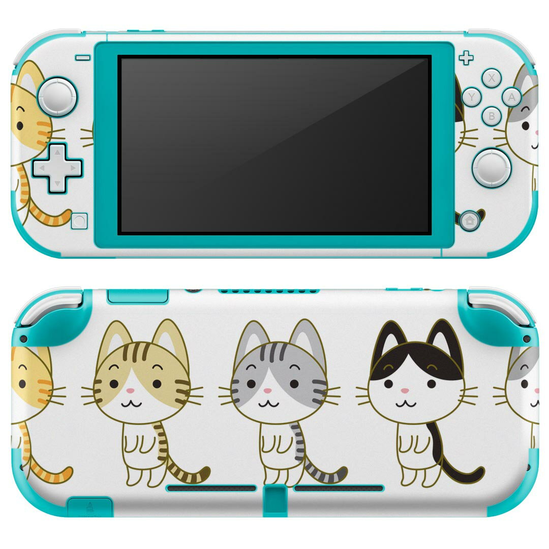 igsticker Nintendo Switch Lite 専用 デザインスキンシール 全面 任天堂 専用 ニンテンドー スイッチ ライト 専用 ゲーム機 カバー アクセサリー フィルム ステッカー エアフリー 008860 イラスト ネコ 猫
