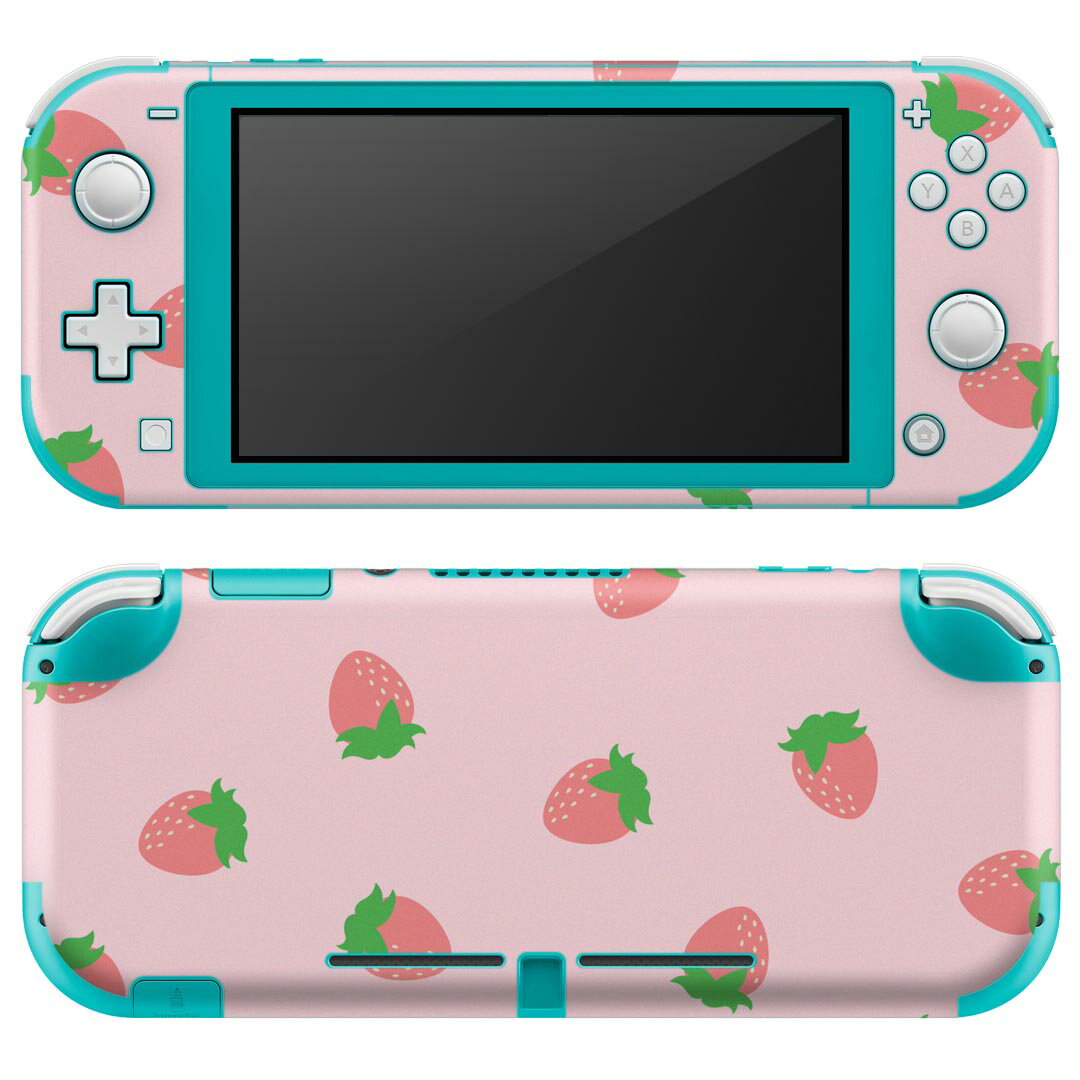 igsticker Nintendo Switch Lite 専用 デザインスキンシール 全面 任天堂 専用 ニンテンドー スイッチ ライト 専用 ゲーム機 カバー アクセサリー フィルム ステッカー エアフリー 009549 いちご ピンク