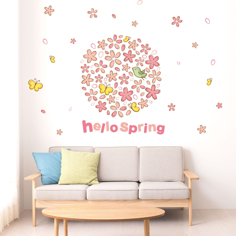 樂天商城 - 入園入学☆ シール式ウォールステッカー ウォールステッカー 飾り 90×90cm 春 spring 桜 梅 花 入園 入学 壁紙 はがせる 剥がせる カッティングシート wall sticker 雑貨 DIY015481