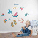 3sizeから選べる!夏 summer☆シール式ウォールステッカー 190×427mm 390×877mm 590×1327mm Ssize Msize Lsize 夏休み 海 祭り 夏祭り 祭り 036211