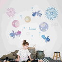 3sizeから選べる!夏 summer☆シール式ウォールステッカー 190×427mm 390×877mm 590×1327mm Ssize Msize Lsize 夏休み 海 祭り 夏祭り 祭り 036222