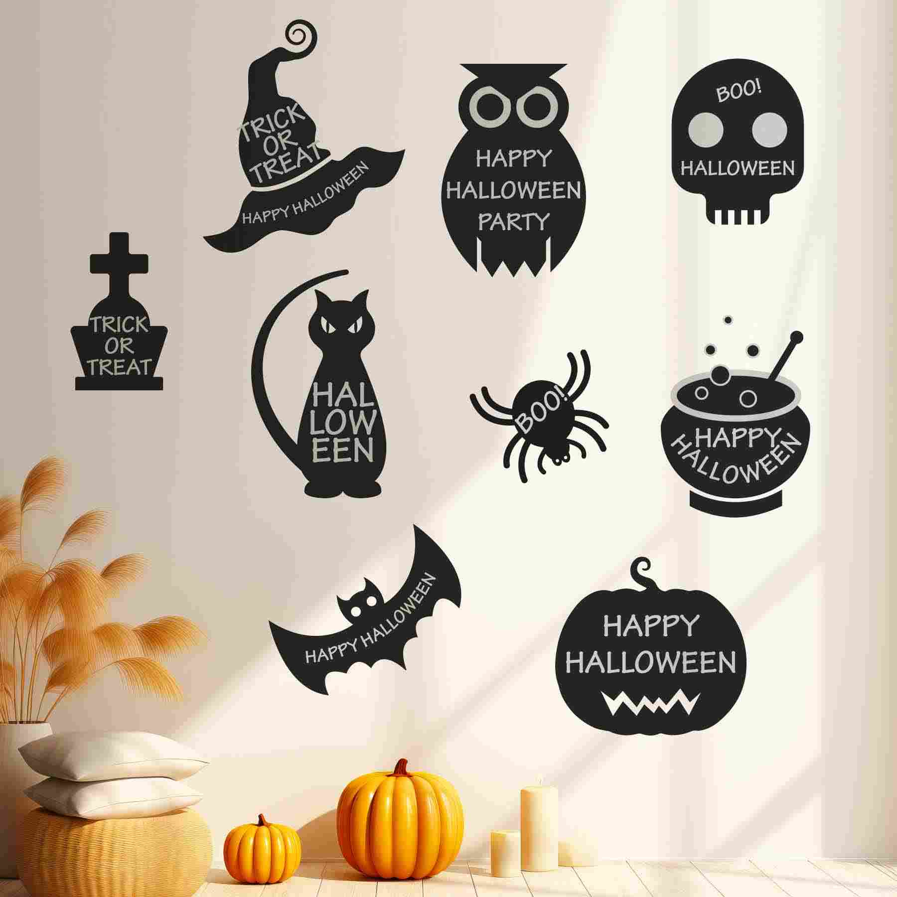 ハロウィン☆シール式ウォールステッカー halloween かぼちゃ おばけ ランタン 怖い パーティ 文字 魔女 かわいい おしゃれ 大人 trick or treat ジャック・オ・ランタン お菓子 剥がせる カッティングシート wall sticker 雑貨■Lsize ■Msize ■Ssize
