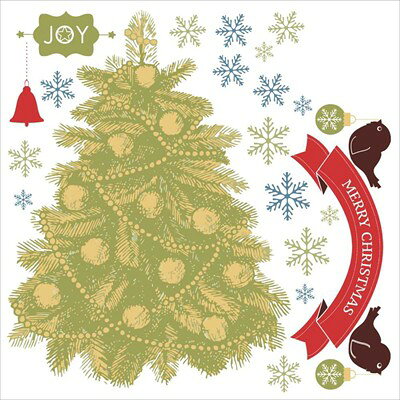 3sizeから選べる！ウォールステッカー 2024 クリスマス Christmas 飾り 190×427mm 390×877mm 590×1327mm Ssize Msize Lsize ツリー 雪の結晶 013089