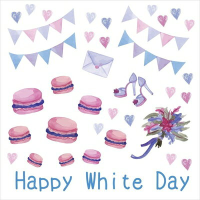 3sizeから選べる！ホワイトデー☆シール式ウォールステッカー whiteday 3月14日 ハート 青 プレゼント マカロン 飾り 装飾 おしゃれ 壁紙 剥がせる DIY プチリフォーム パーティ 賃貸 190×427mm 390×877mm 590×1327mm Ssize Msize Lsize 015202