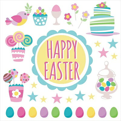 樂天商城 - 3sizeから選べる！イースター☆シール式ウォールステッカー　easter 卵 egg うさぎ 鳥 ケーキ パーティ 飾り 装飾 おしゃれ 壁紙 剥がせる DIY プチリフォーム パーティ 賃貸 190×427mm 390×877mm 590×1327mm Ssize Msize Lsize 015463