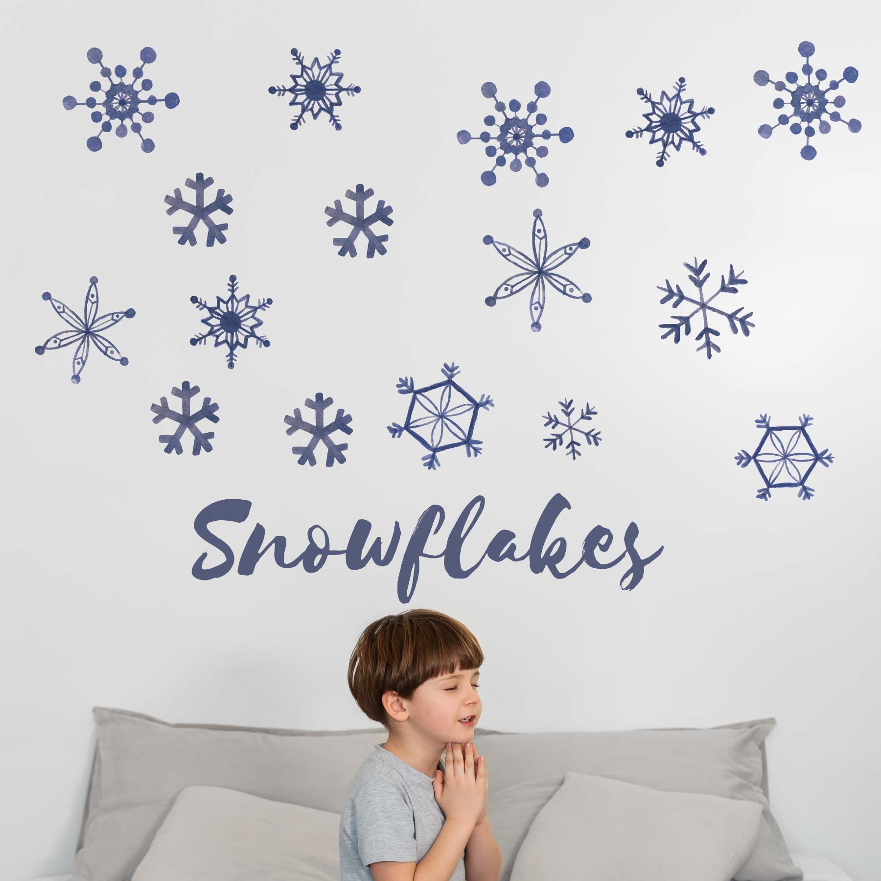 3sizeから選べる！冬のウォールステッカー winter 雪 結晶　雪だるま スキー そり かわいい 590×1327mm..