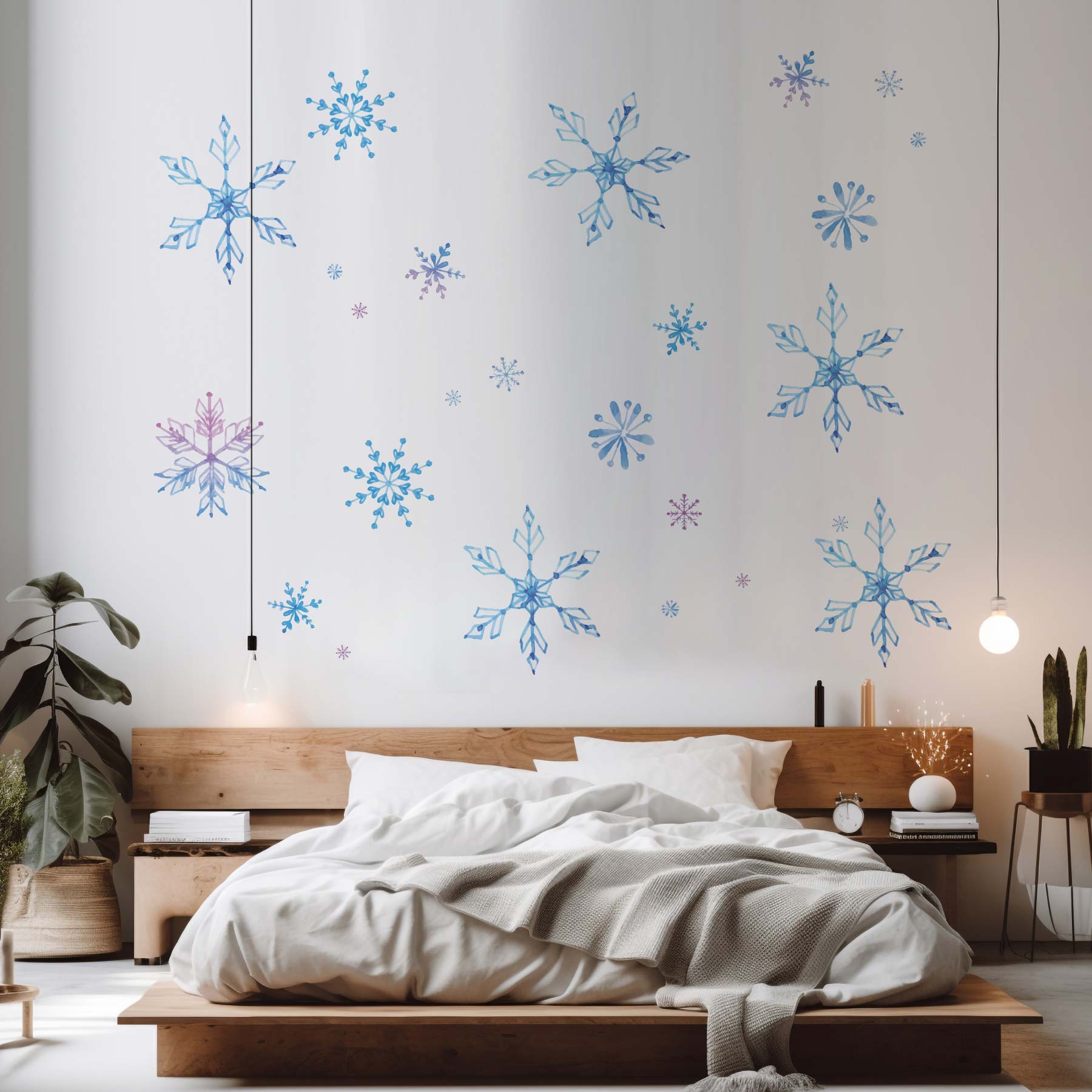 3sizeから選べる！冬のウォールステッカー winter 雪 結晶　雪だるま スキー そり かわいい 590×1327mm..