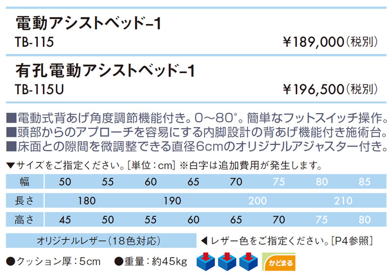 【ポイント5倍】高田ベッド 有孔電動アシストベッド-1 電動マッサージベッド 施術用ベッド マッサージベッド 治療ベッド TB-115U [2]