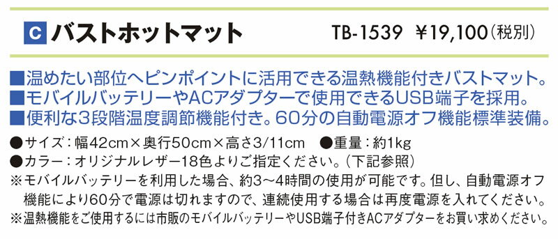 【ポイント5倍】高田ベッド バストホットマット 整体マクラ 温熱 USB 治療用 整体用 マッサージ用 施術用 うつ伏せ 胸枕 胸マクラ ボディーマット ボディークッション バストマット バストクッション 胸当てまくら TB-1539