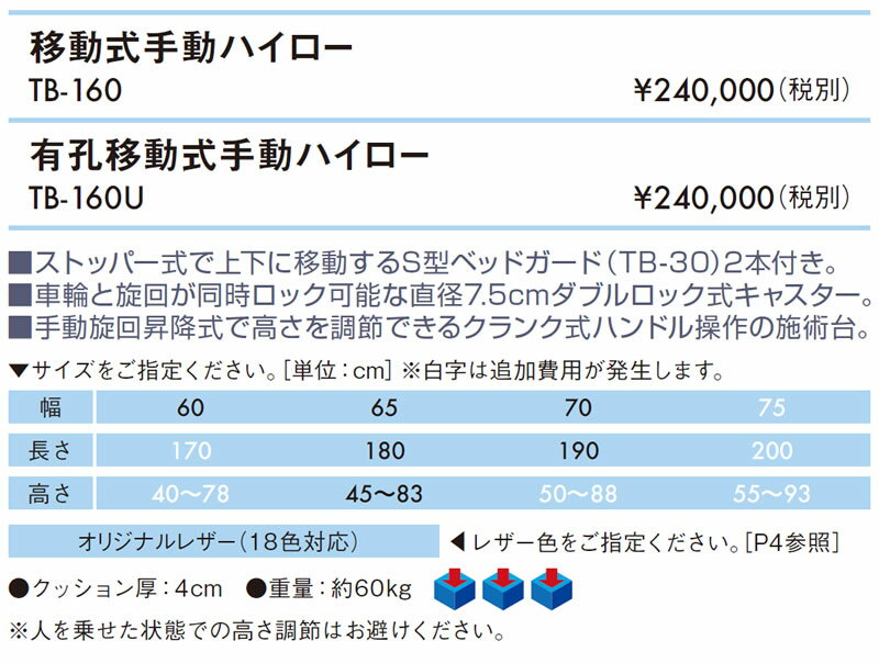 【ポイント5倍】移動式手動ハイローベッド 【高田ベッド 手動昇降式マッサージベッド】5年間長期保証 手動 クランク式 治療用 医療用 施術用 施術 ベッド ベット 台 診察台 昇降台 施術台 ガード付き キャスター付き 転落防止 病院