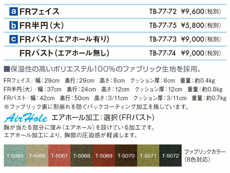 【ポイント5倍】高田ベッド FRフェイス 整体マクラ 治療用 整体用 マッサージ用 施術用 マッサージ うつ伏せ フェイス 枕 まくら マクラ フェイスマット フェイスクッション 高さ8cm TB-77-72