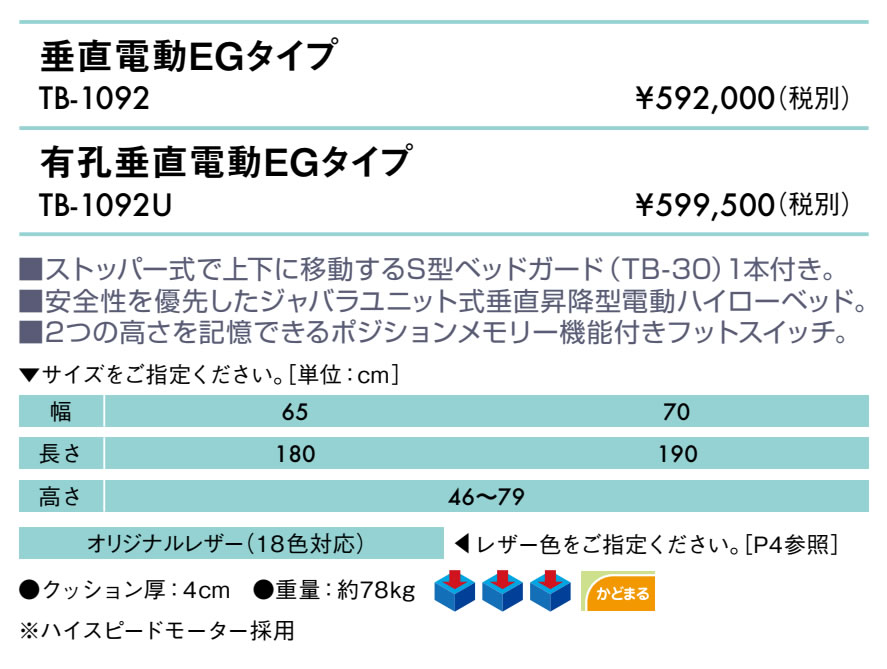 【ポイント6倍】高田ベッド 無孔垂直電動EGタイプ 電動マッサージベッド 整体ベッ...