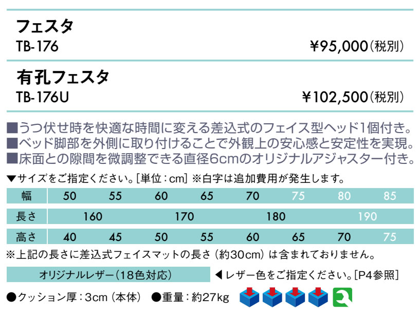 【ポイント6倍】【5月24日迄期間限定】高田ベッド 無孔フェスタ マッサージベッド 整体ベッド 施術台 診察台 施術用ベッド 診察ベッド 医療用ベッド フェイシャルベッド アロマ トリートメント TB-176 2