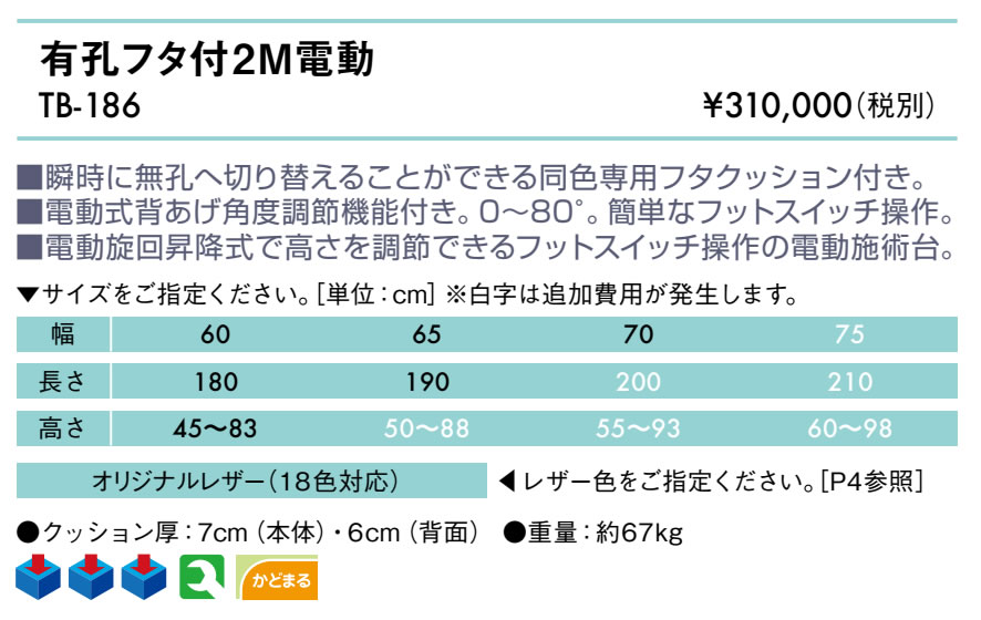 【ポイント6倍】高田ベッド 有孔フタ付2M電動 電動マッサージベッド 整体ベッド 電...