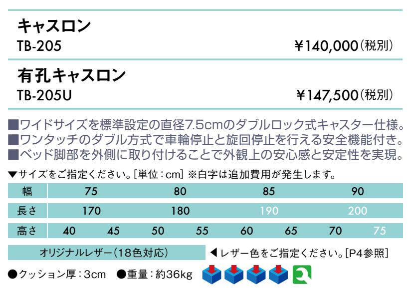 【ポイント6倍】高田ベッド 無孔キャスロン マッサージベッド 整体ベッド 整体 マッサージ エステ 施術用 施術 医療用 治療用 リラクゼーション アロマ ベッド ベット 台 診察台 施術台 診察ベッド 医療ベッド 治療ベッド 訓練台 日本製 国産 TB-205 [2]