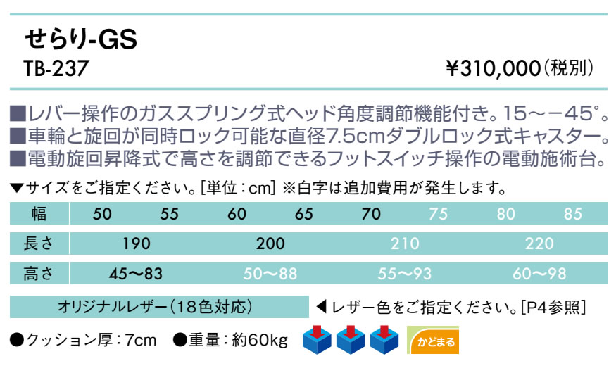 【ポイント6倍】高田ベッド せらり－GS ヘッド部稼働式 電動マッサージベッド 整体...