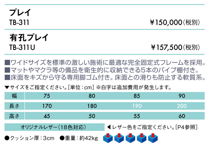 エンバシー 高田ベッド正規特約店の【ポイント6倍】高田ベッド 無孔プレイ マッサージベッド 幅広 ワイド 整体ベッド 整体 ベッド 棚付き 診察台 施術台 エステベッド 施術用ベッド 治療台 医療用ベッド アロマベッド リラクゼーション 国産 TB-311｜アングル2