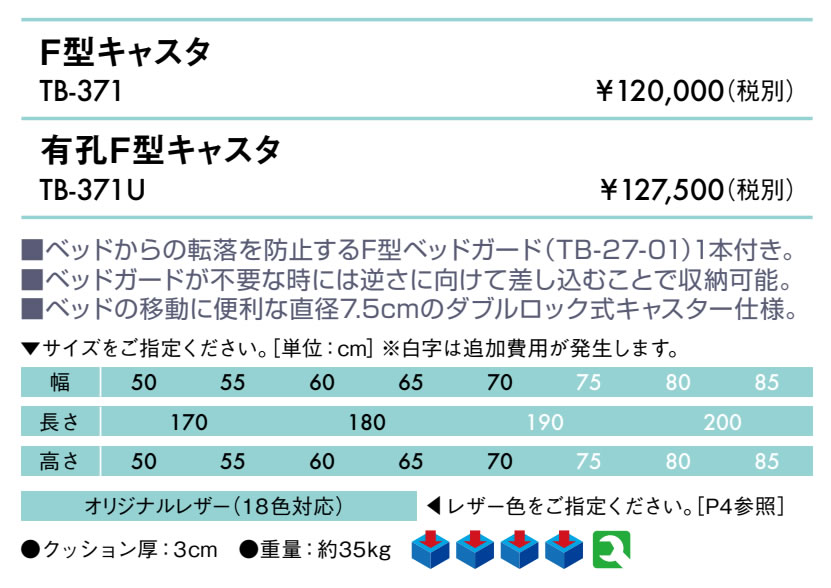 【ポイント6倍】高田ベッド 無孔F型キャスタ ...の紹介画像2