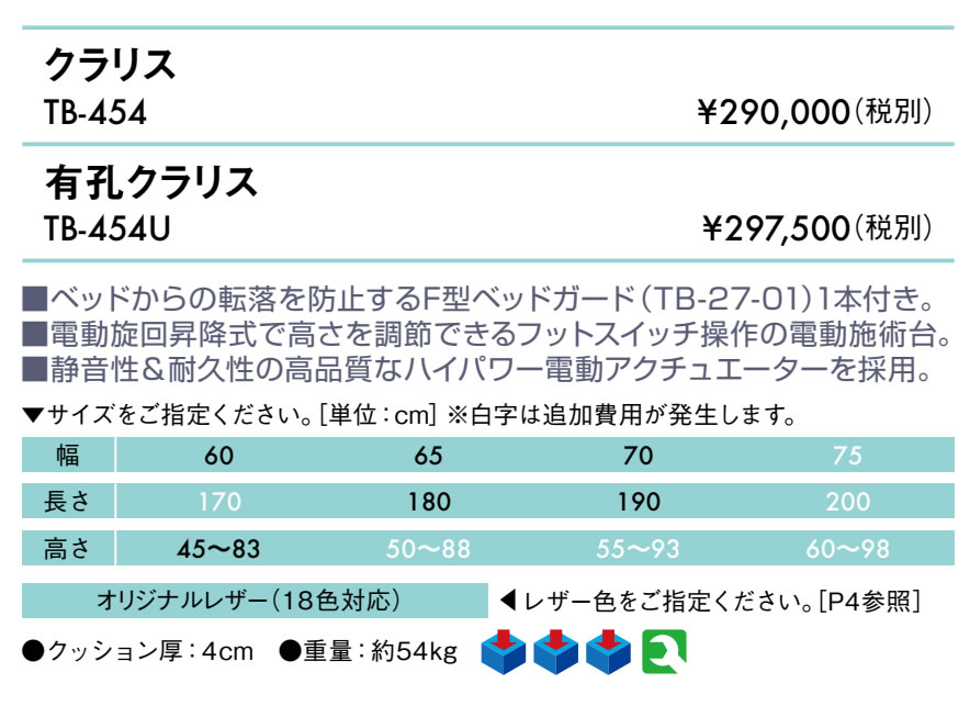 【ポイント6倍】高田ベッド 無孔クラリス 電動マッサージベッド ガード付き 電動昇...