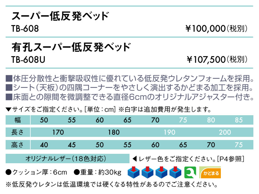 エンバシー 高田ベッド正規特約店の【ポイント6倍】高田ベッド 有孔スーパー低反発ベッド マッサージベッド 整体ベッド 診察台 施術用ベッド 医療用ベッド 治療用ベッド エステ アロマ リラクゼーション 鍼灸 整体 診察 検査 施術台 治療台 ベッド ベット 台 国産 TB-608U｜アングル2