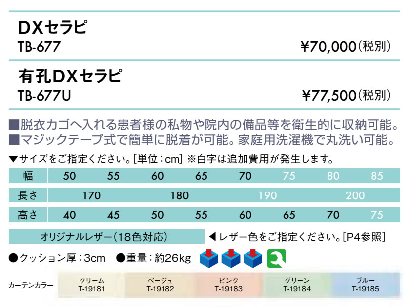 エンバシー 高田ベッド正規特約店の【ポイント6倍】高田ベッド 無孔DXセラピ マッサージベッド 整体ベッド カーテンつきベッド セラピーベッド 診察台 施術台 施術ベッド 治療用ベッド エステベッド 国産 TB-677｜アングル2