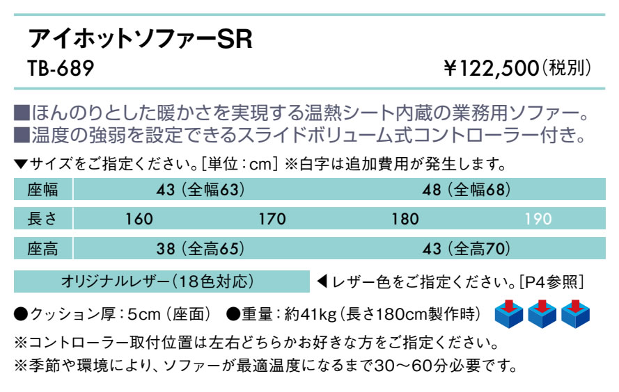 【ポイント6倍】高田ベッド アイホットソファーSR 待合ソファー 温熱シート内蔵 病院 医療用 ロビー 待ち合い 待合 クリニック 整体院 長椅子 椅子 イス いす 業務用ソファー 院内ソファー ベンチ 国産 TB-689 [2]