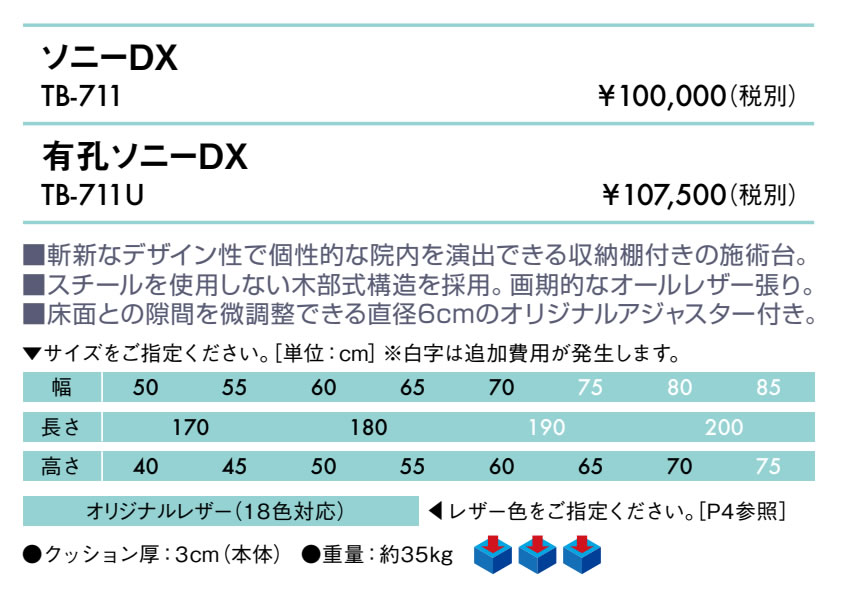 エンバシー 高田ベッド正規特約店の【ポイント6倍】高田ベッド 有孔ソニーDX マッサージベッド 整体ベッド 整体 ベッド 脚部内脚 診察台 施術台 エステベッド 施術用ベッド 治療台 医療用ベッド アロマベッド リラクゼーション 国産 TB-711U｜アングル2
