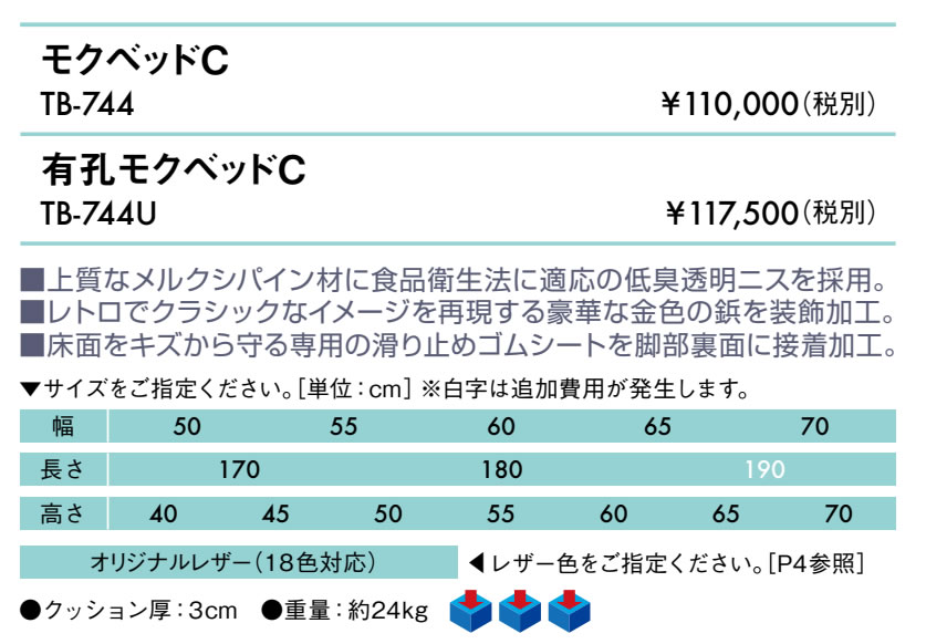エンバシー 高田ベッド正規特約店の【ポイント6倍】高田ベッド 有孔モクベッドC マッサージベッド 整体ベッド 整体 マッサージ エステ 施術用 施術 医療用 治療用 リラクゼーション ベッド ベット 台 診察台 施術台 診察ベッド 医療ベッド 治療ベッド 国産 TB-744U｜アングル2