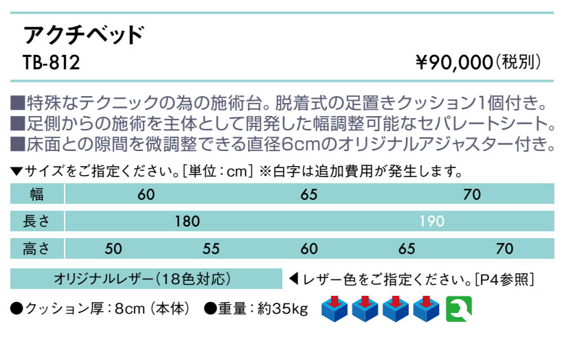 【ポイント6倍】高田ベッド アクチベッド マッサージベッド セパレートシート 整体ベッド 診察台 施術台 エステベッド 施術用ベッド 治療ベッド 業務用ベッド ボディベッド アロマベッド 国産 TB-812 [2]