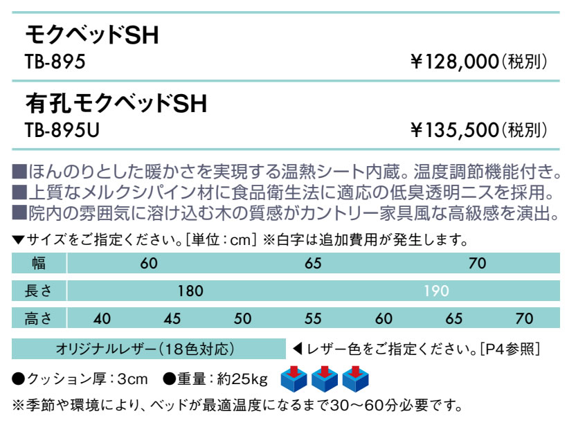 【ポイント6倍】高田ベッド 有孔モクベッドSH マッサージベッド 整体 ベッド 整体ベッド 治療用 施術用 診察用 マッサージ 診察台 施術台 治療台 マッサージ台 ホットマット 暖かマット ベッド 国産 TB-895U